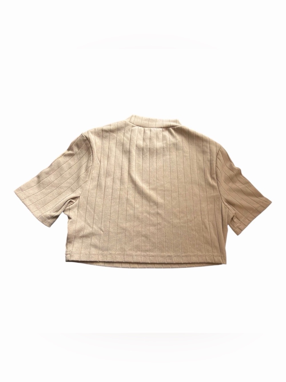 Shein Beige Ribbed Crop Top – Size Small | Neutral Minimalist Essential - Picture 4 of 4